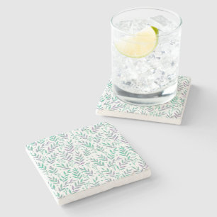 Dessous-de-verre En Pierre Pastel aquarelle branches pourpre et vert