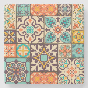 Dessous-de-verre En Pierre Patchwork coloré Islam Motifs Carrelage