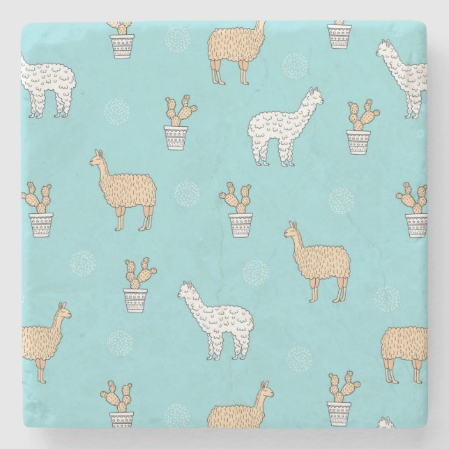 Dessous-de-verre En Pierre Patters de Cute Alpaca Llama (Devant)