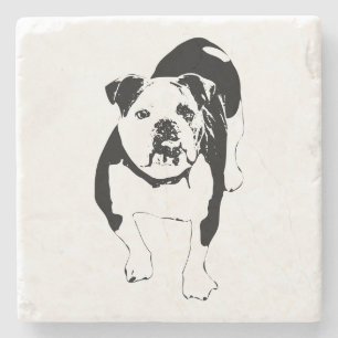 Dessous-de-verre En Pierre Pause Crisp, Joie de Bouledogue