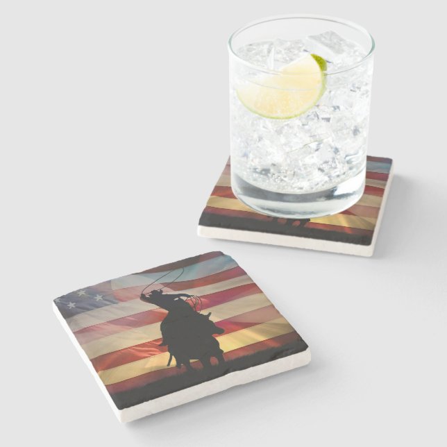 Dessous-de-verre En Pierre Pays Western Cowboy Boisson (Côté)