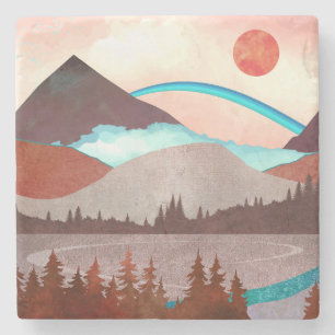 Dessous-de-verre En Pierre Paysage Blue Rainbow