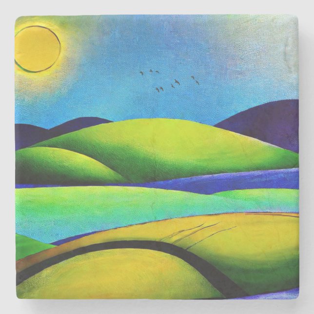 Dessous-de-verre En Pierre Paysage de Green Hills (Devant)