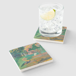 Dessous-de-verre En Pierre Paysage de Paul Gauguin Matamoe avec Peacocks