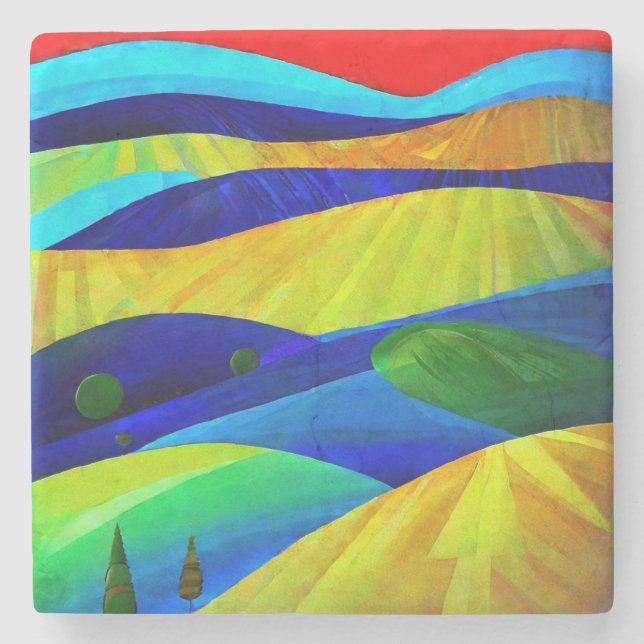 Dessous-de-verre En Pierre Paysage de Rainbow Imaginaire Hills (Devant)
