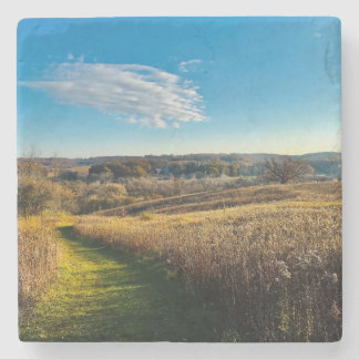 Dessous-de-verre En Pierre Paysage et sentier de l'automne du Wisconsin