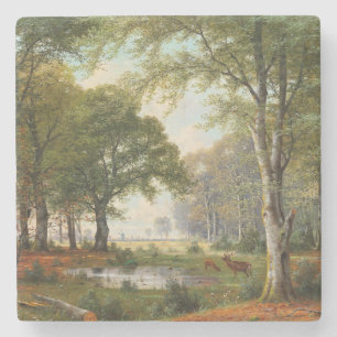 Dessous-de-verre En Pierre Paysage forestier du soir