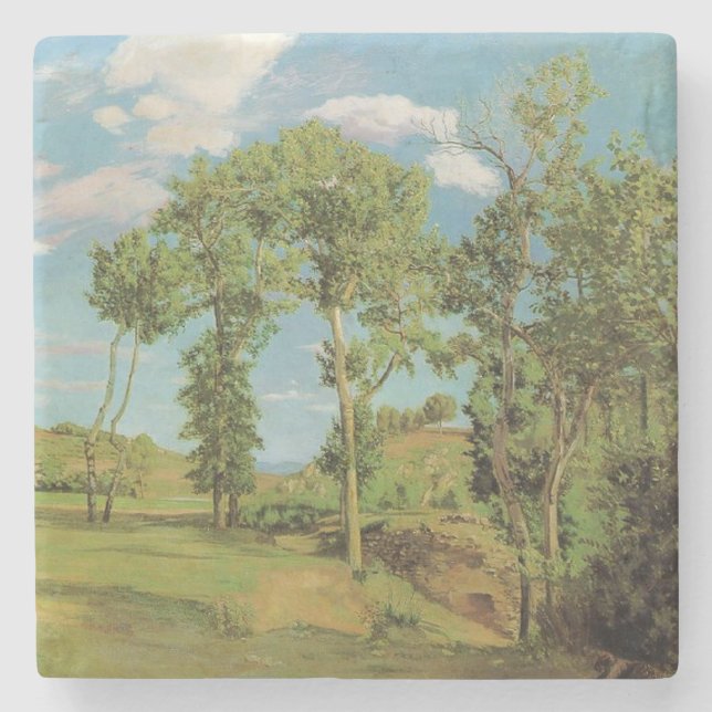 Dessous-de-verre En Pierre Paysage Paysage Frédéric Bazille Impressionniste (Devant)