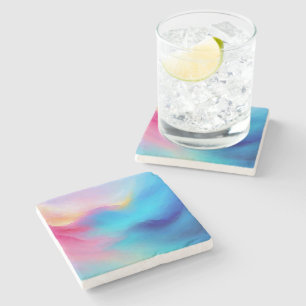 Dessous-de-verre En Pierre Paysage rose et bleu "Shroudglen".