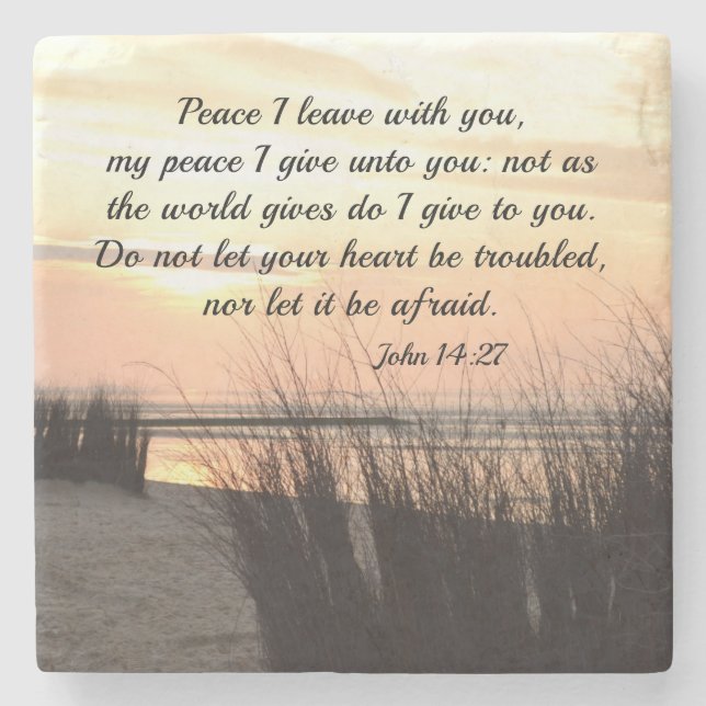 Dessous-de-verre En Pierre Peace I leave with you, Bible Verse Ocean Sunset (Devant)