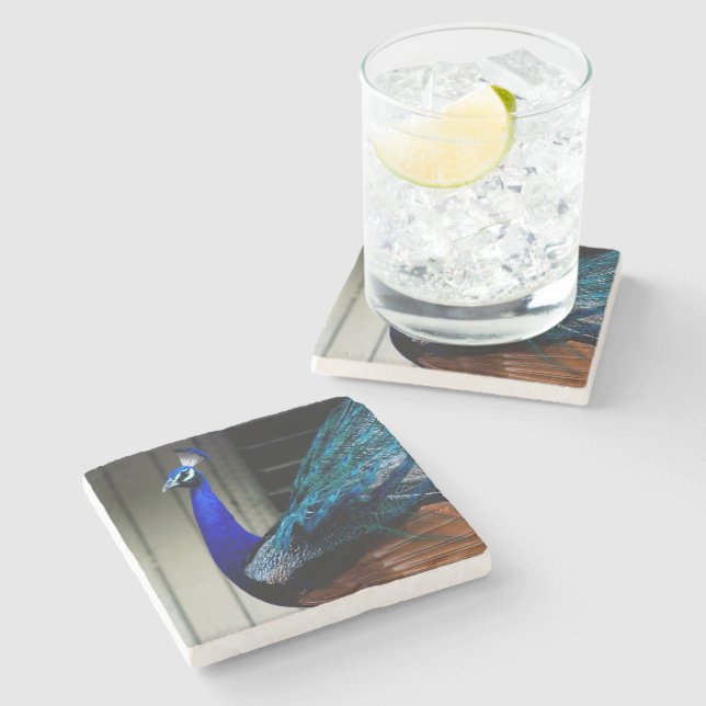 Dessous-de-verre En Pierre Peacock bleu (Côté)