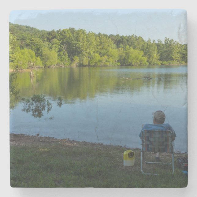 Dessous-de-verre En Pierre Pêche Le Matin (Devant)