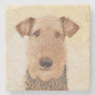 Dessous-de-verre En Pierre Peinture Airedale Terrier - Cute Original Art