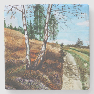 Dessous-de-verre En Pierre Peinture aquarelle d'automne