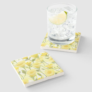Dessous-de-verre En Pierre Peinture aquarelle florale jaune