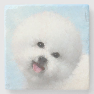 Dessous-de-verre En Pierre Peinture Bichon Frise - Cute Original Chien Art