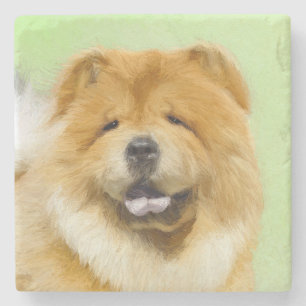 Dessous-de-verre En Pierre Peinture Chow Chow - Joli art original chien