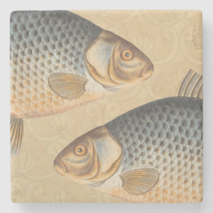 Dessous-de-verre En Pierre Peinture de pêche de carpe dessin d'eau douce