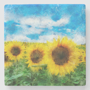 Dessous-de-verre En Pierre Peinture de tournesols