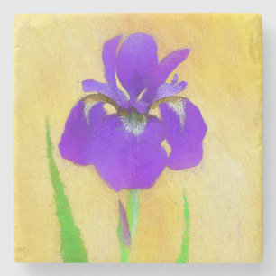 Dessous-de-verre En Pierre Peinture Iris à pois pourpre - Chien original mign