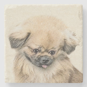 Dessous-de-verre En Pierre Peinture Pekingese - Cute Original Chien Art