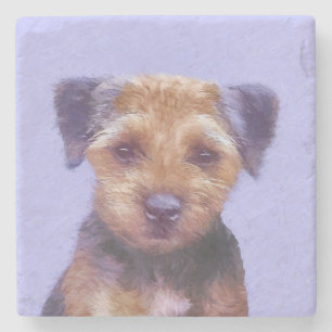 Dessous-de-verre En Pierre Peinture sur la frontière de Terrier - jolie art o
