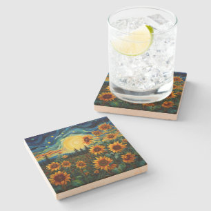 Dessous-de-verre En Pierre Peinture Tournesols de Van Gogh