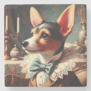 Dessous-de-verre En Pierre Peinture vintage Toy Fox Terrier
