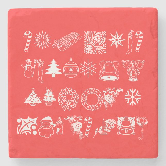 Dessous-de-verre En Pierre père Noël Noël Snowflake Hiver La Paix Destinée (Devant)