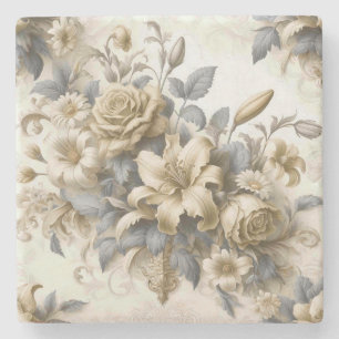 Dessous-de-verre En Pierre Perfection florale Jaune antique