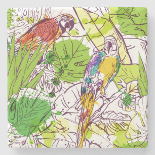 Dessous-de-verre En Pierre Perroquets tropicaux