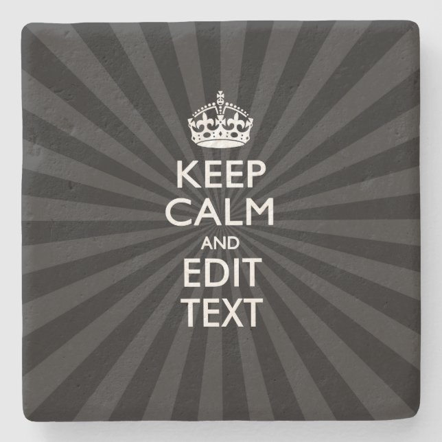 Dessous-de-verre En Pierre Personnalisé KEEP CALM Votre texte Black Sunburst (Devant)