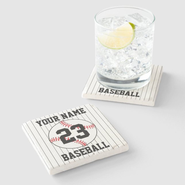 Dessous-de-verre En Pierre Personnalisé VOTRE NOM Baseball (Côté)
