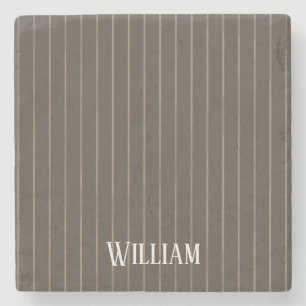 Dessous-de-verre En Pierre Personnalised brown retro pinstripes