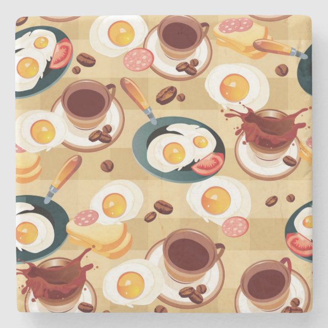 Dessous-de-verre En Pierre Petit déjeuner Motif 3 (Devant)