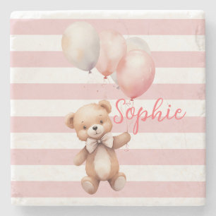 Dessous-de-verre En Pierre Petit ours mignon en rose