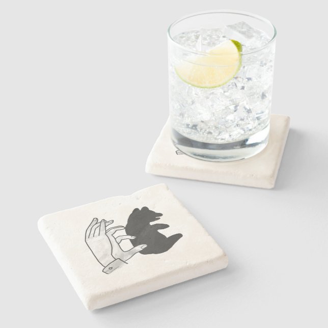 Dessous-de-verre En Pierre Petit ours Ours Silhouette Main (Côté)