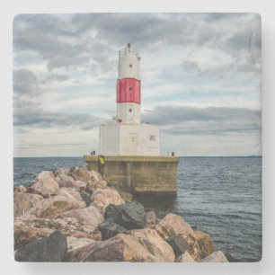 Dessous-de-verre En Pierre Phare de brise-lames de port d'île de Presque