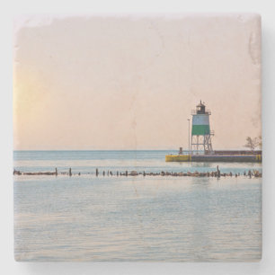 Dessous-de-verre En Pierre Phare du sud-est du port de Chicago