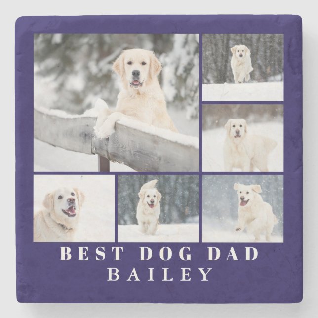 Dessous-de-verre En Pierre Photo Best Dog Dad (Devant)