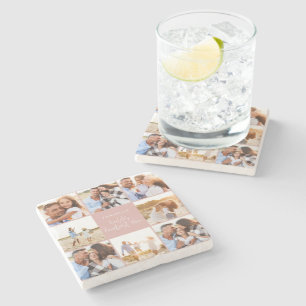 Dessous-de-verre En Pierre Photo collage rose girly moderne mères jour