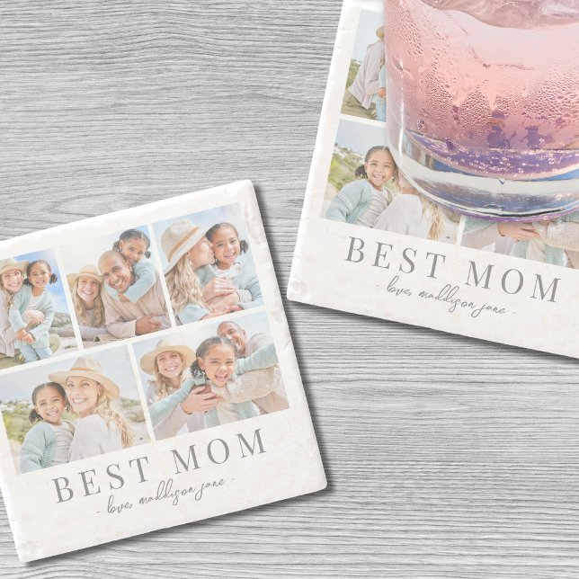 Dessous-de-verre En Pierre Photo de Maman Collage (Mom Photo Collage Stone Coaster)