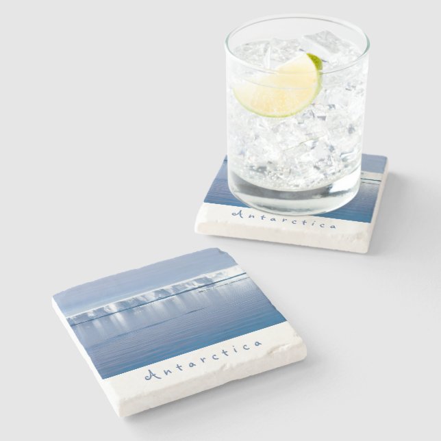 Dessous-de-verre En Pierre Photo paysage de l'iceberg Antarctique avec texte  (Côté)