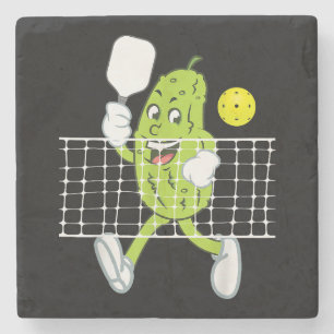 Dessous-de-verre En Pierre Pickleball Jouer - Drôle Pickleball Paddle