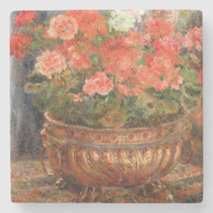 Dessous-de-verre En Pierre Pierre géraniums de Renoir un dans un bassin de
