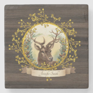 Dessous-de-verre En Pierre Pierre personnalisée Rustique Vintage STAG
