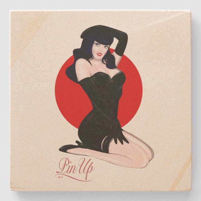 Dessous-de-verre En Pierre Pin up (Devant)