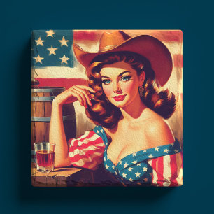 Dessous-de-verre En Pierre Pin-up Cowgirl Américaine Rétro