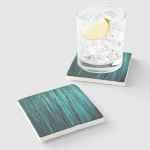 Dessous-de-verre En Pierre Pine Green Glam Glitzy Tinsel Stripes