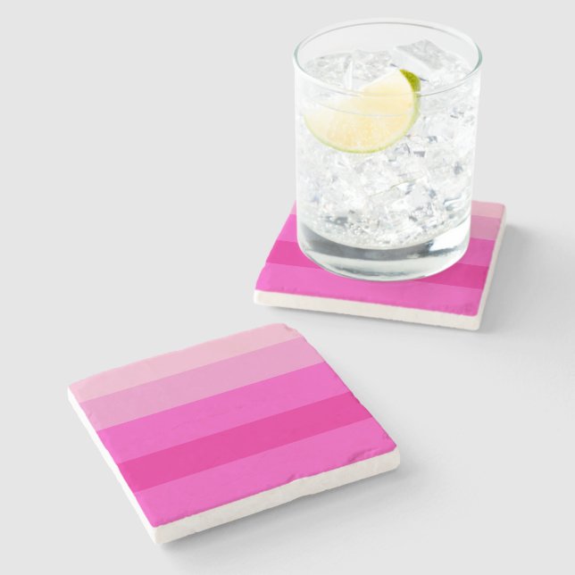Dessous-de-verre En Pierre Pink Stripes Pattern  (Côté)